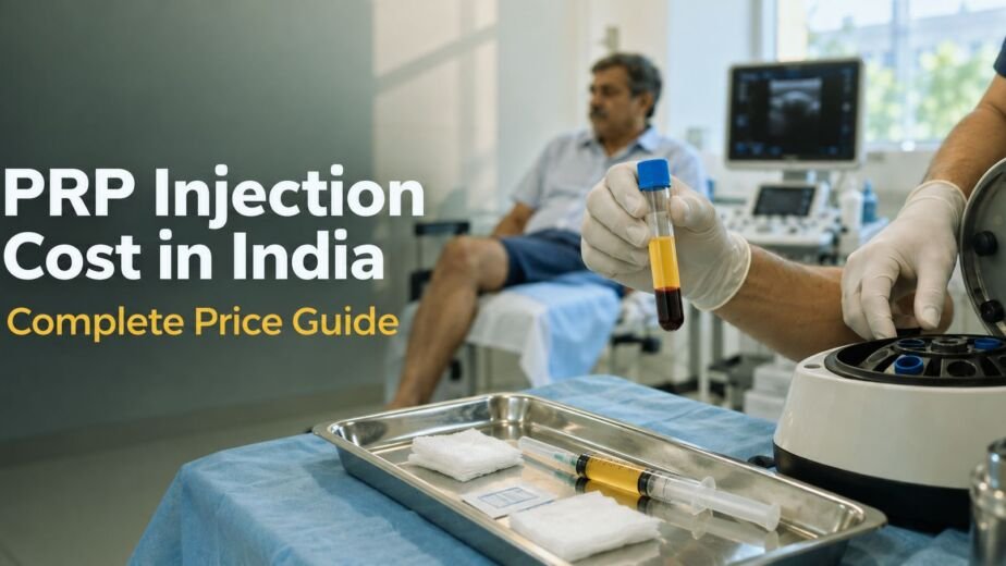 PRP injection cost in India, a pain specialist explaining knee X-ray and PRP treatment to a patient at a clinic in Delhi